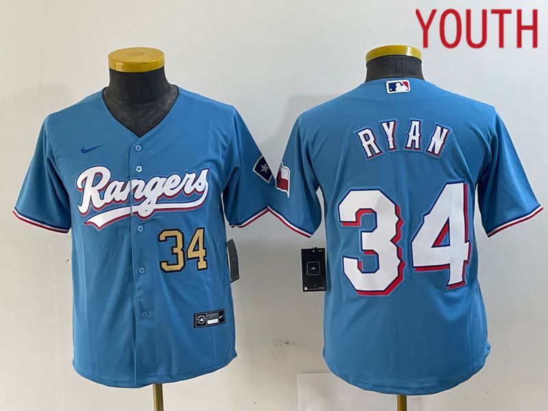 Youth Texas Rangers 34 Ryan Blue Game Nike 2024 MLB Jersey style 2